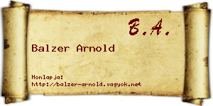 Balzer Arnold névjegykártya